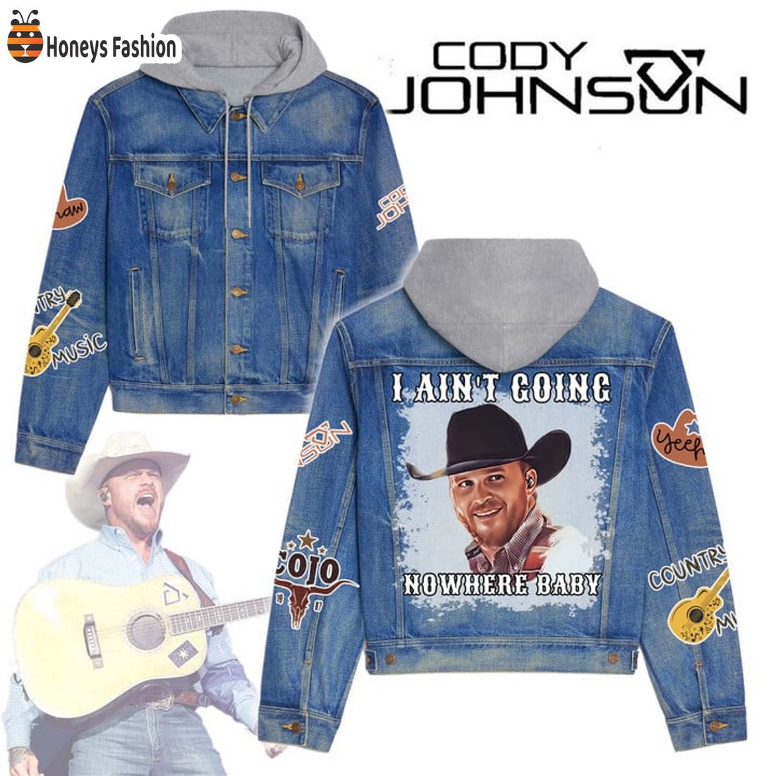 NEW Cody Johnson I Ain’t Going Nowhere Baby Hooded Denim Jacket