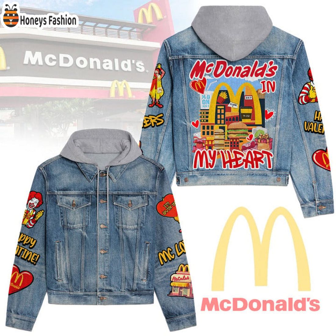 NEW Mc Donald’s In My Heart Hooded Denim Jacket