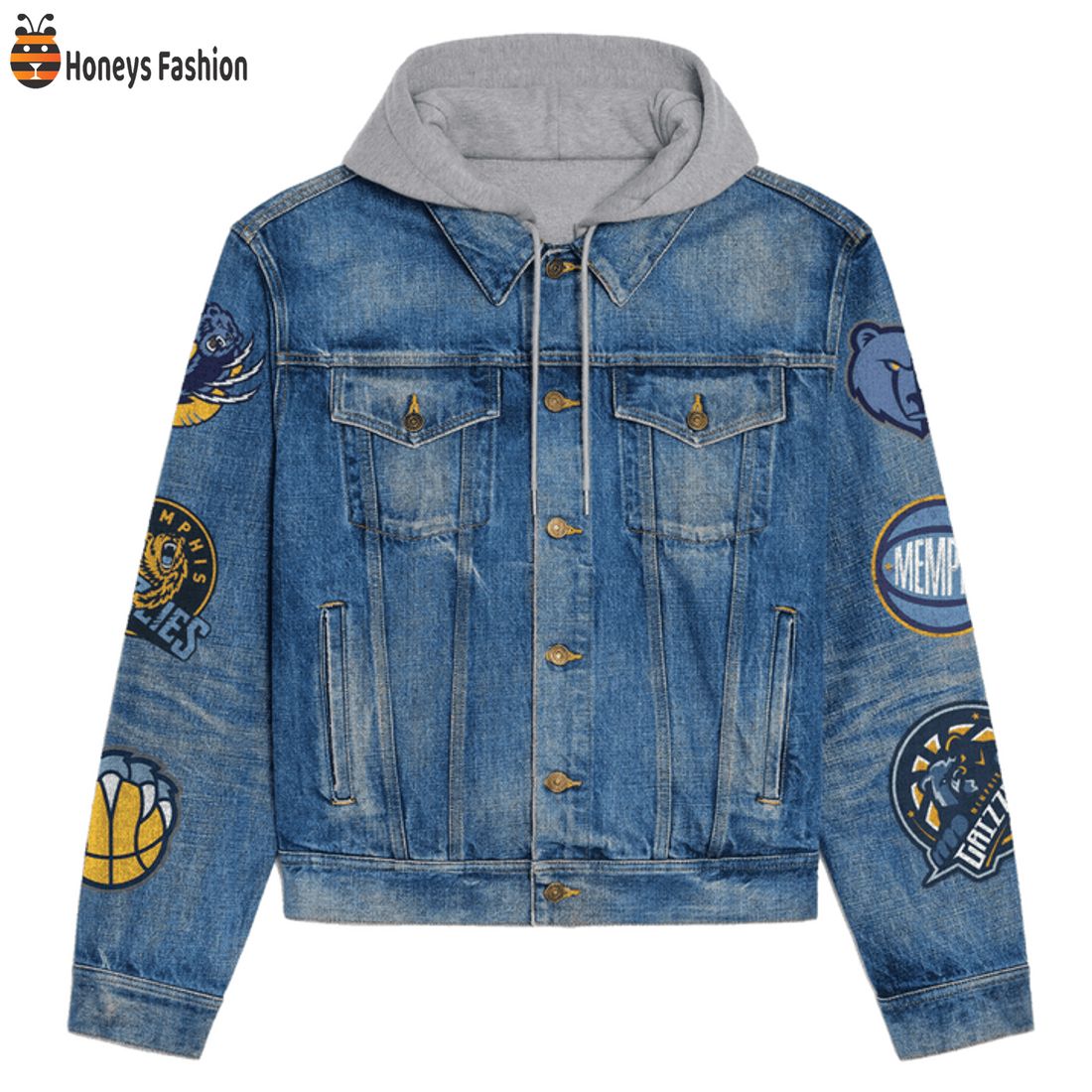 NEW Memphis Grizzlies Nation Grit And Grind Hooded Denim Jacket