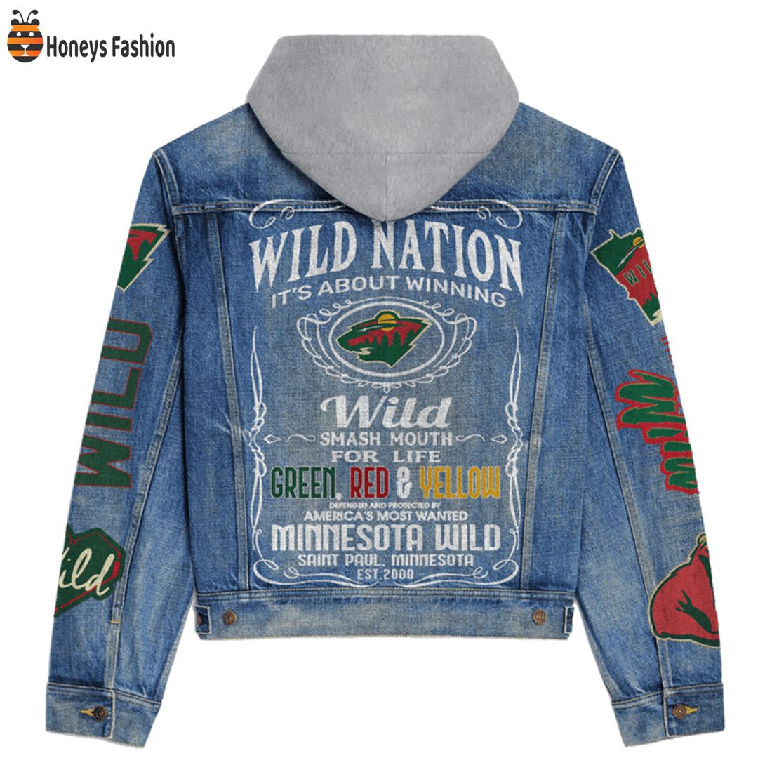 NEW Minnesota Wild Nation It’s About Winning Hooded Denim Jacket