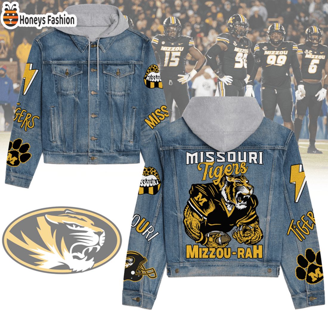 NEW Missouri Tigers Mizzou Rah Hooded Denim Jacket