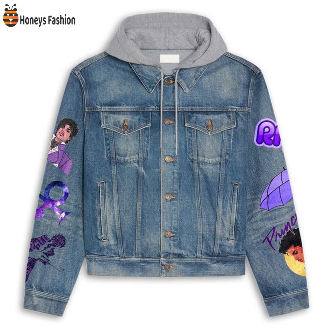 NEW Prince Life Is Just A Party Parties Weren't Meant To Last Hooded Denim Jacket