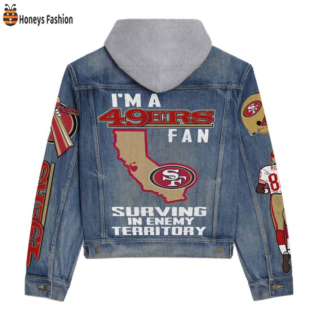 NEW San Francisco 49ers Surving In Enemy Territory Hooded Denim Jacket