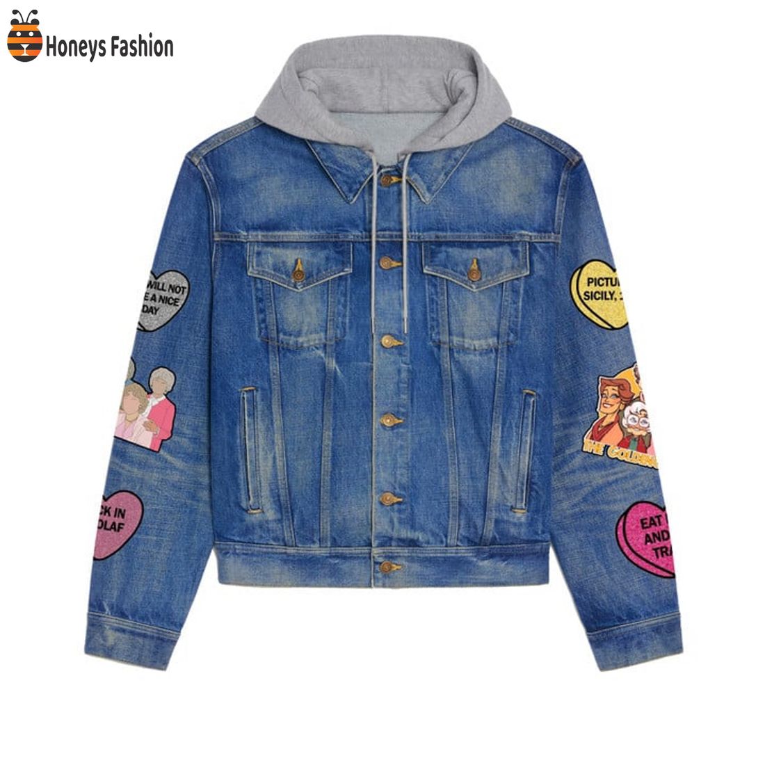 NEW The Golden Girls Valentines I Wanna Blow Your Hooded Denim Jacket