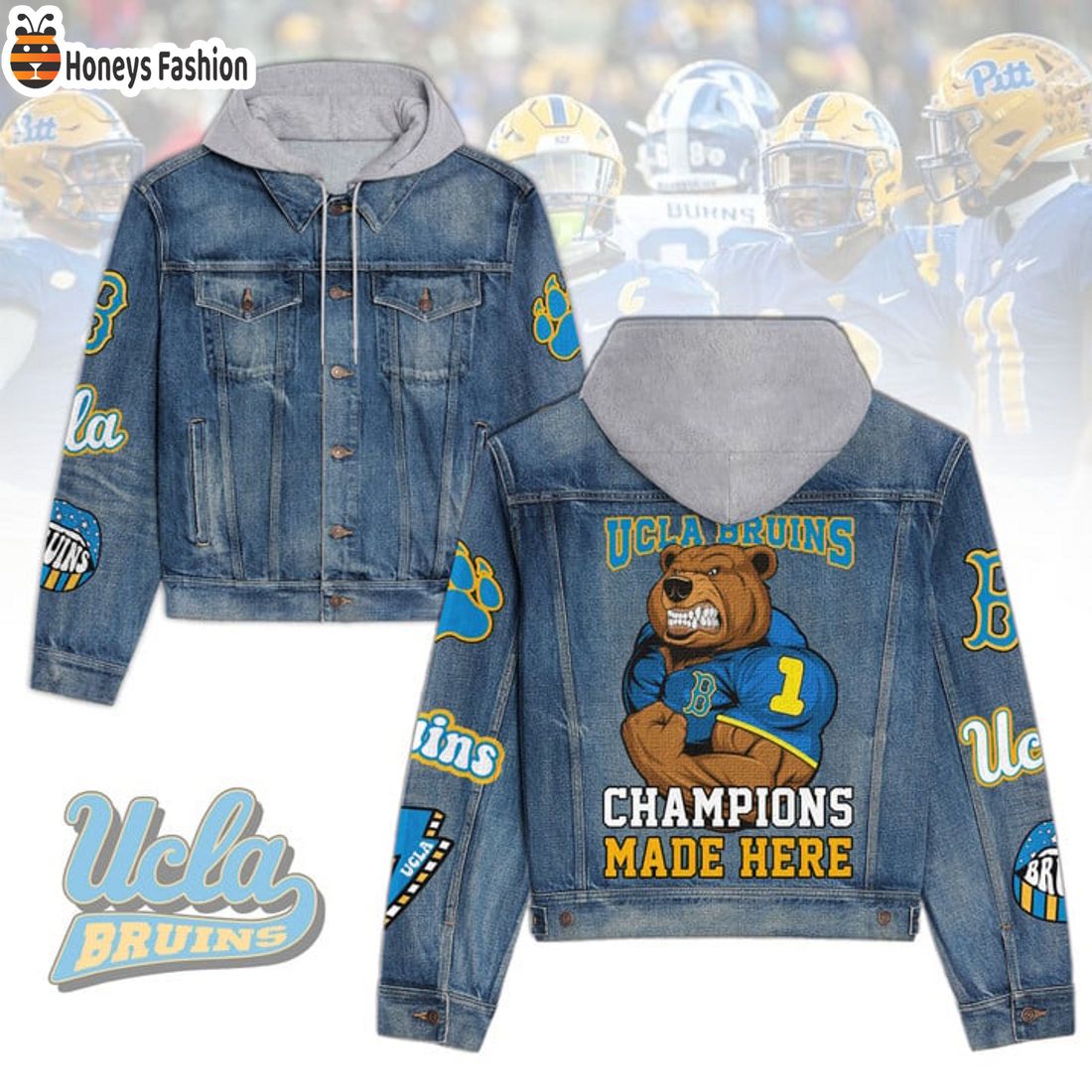 NEW Ucla Bruins Champions Made Here Hooded Denim Jacket