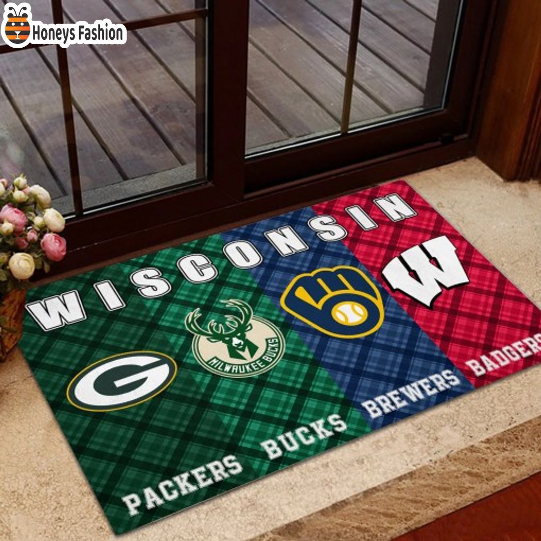 NEW Wisconsin Badgers Green Bay Packers Milwaukee Brewers Milwaukee Bucks Logo Doormat