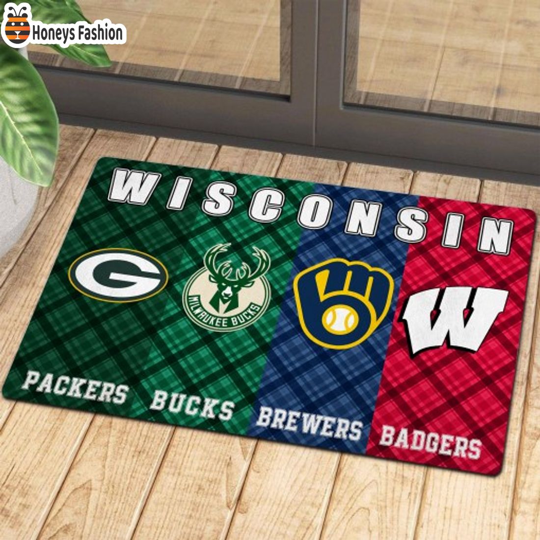 NEW Wisconsin Badgers Green Bay Packers Milwaukee Brewers Milwaukee Bucks Logo Doormat