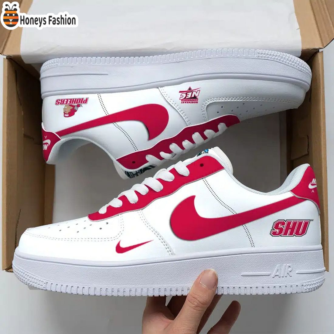 Sacred Heart Pioneers NCAA Air Force Custom Nike Air Force Sneaker