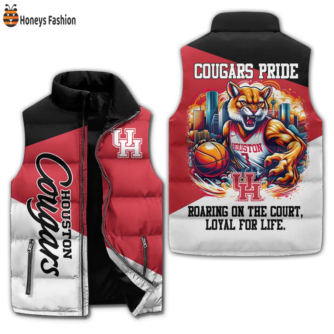 SELLER Houston Cougars Pride Roaring On The Court Puffer Sleeveless Jacket