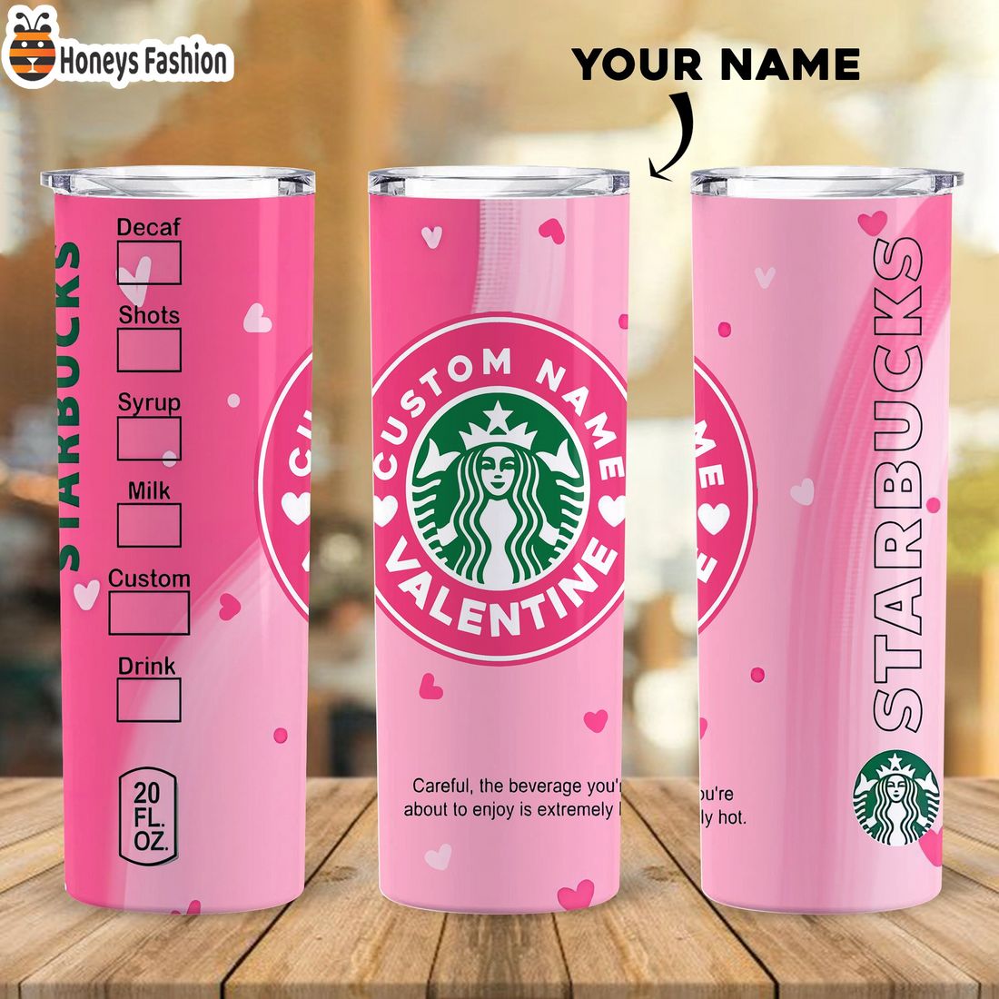 SELLER Starbucks Coffee Custom Name Valentine Steel Tumbler