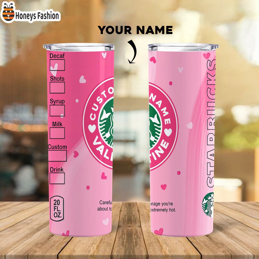 SELLER Starbucks Coffee Custom Name Valentine Steel Tumbler