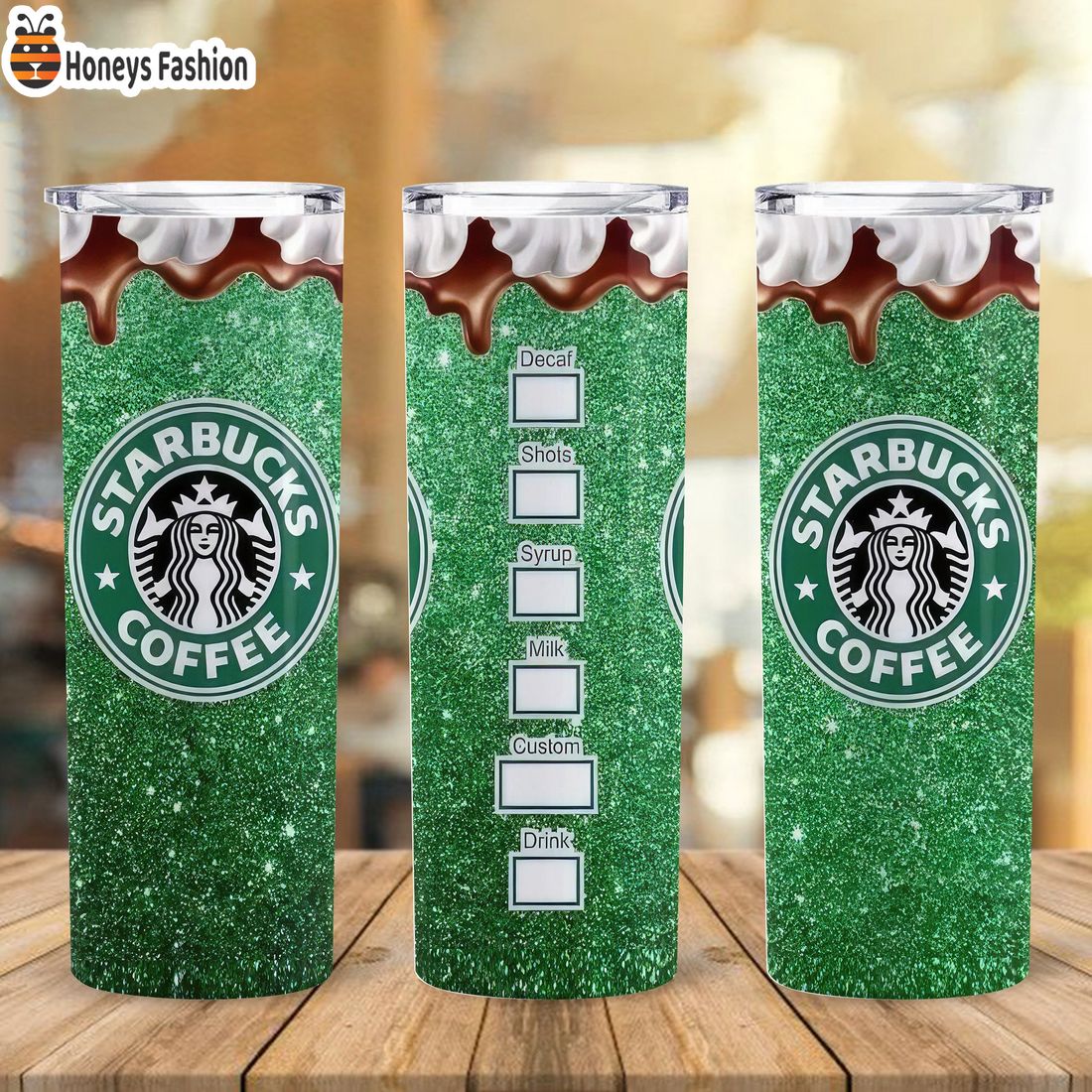 SELLER Starbucks Coffee Diamond Bling Bling Green Steel Tumbler