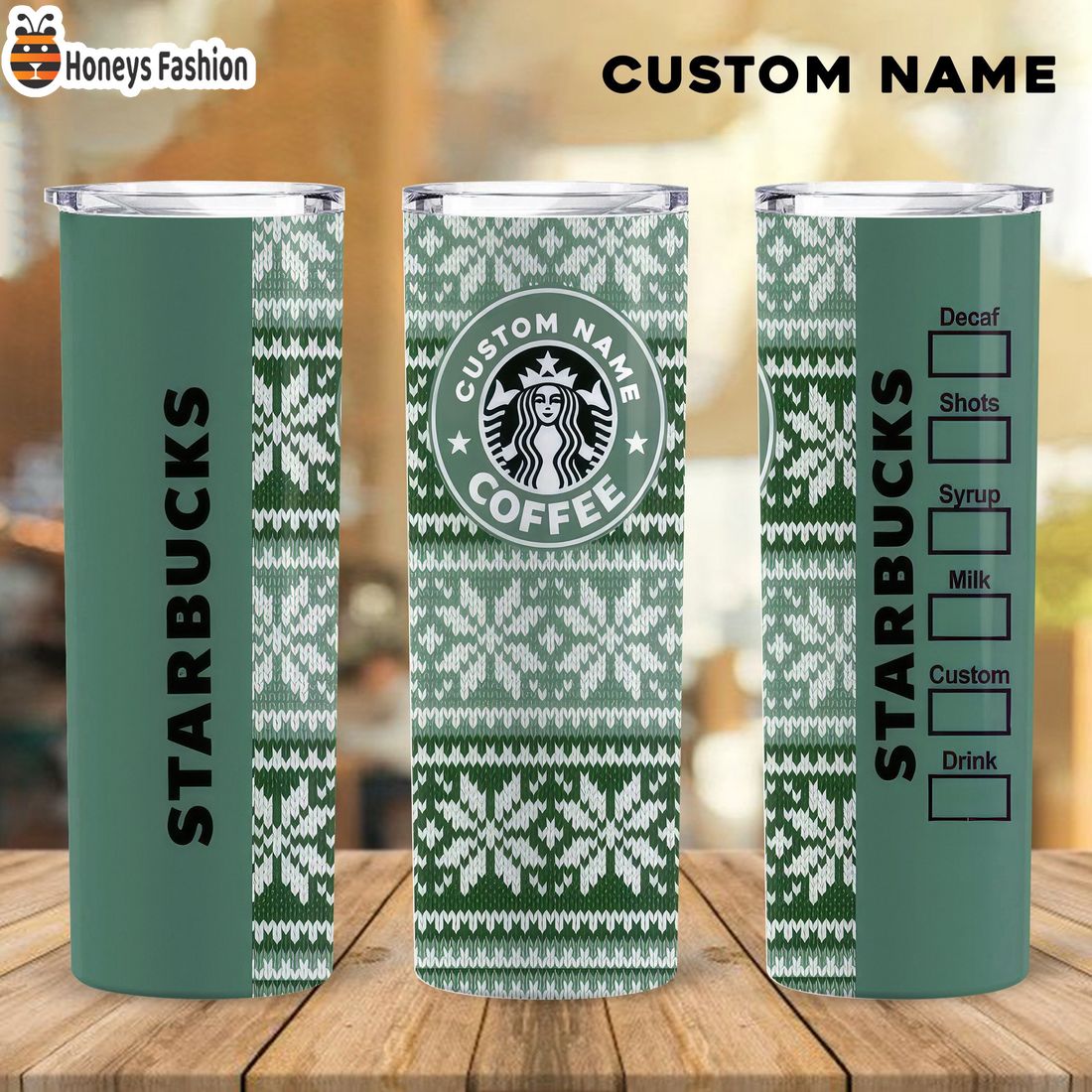 SELLER Starbucks Coffee Snowflakes Woolen Custom Name Steel Tumbler