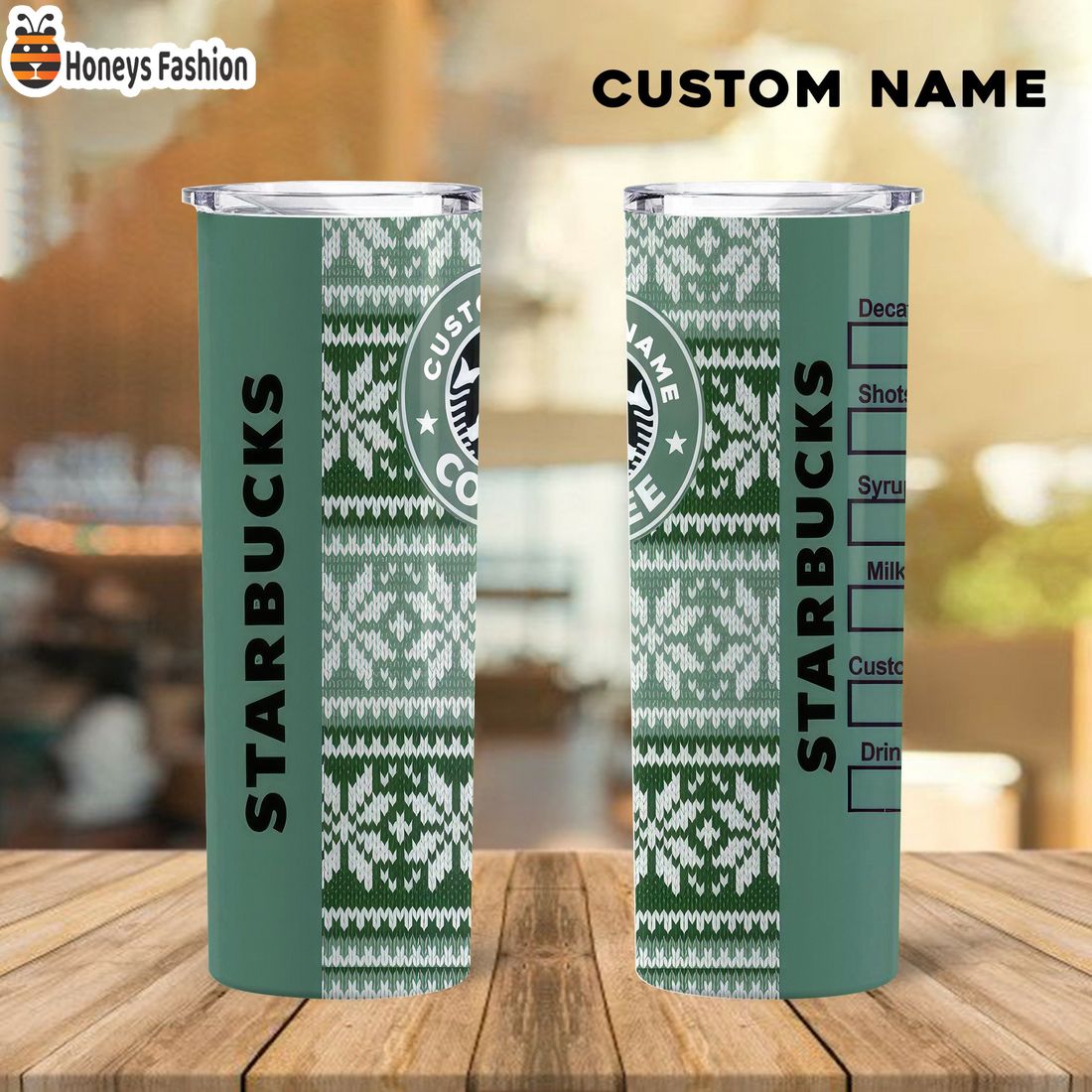 SELLER Starbucks Coffee Snowflakes Woolen Custom Name Steel Tumbler