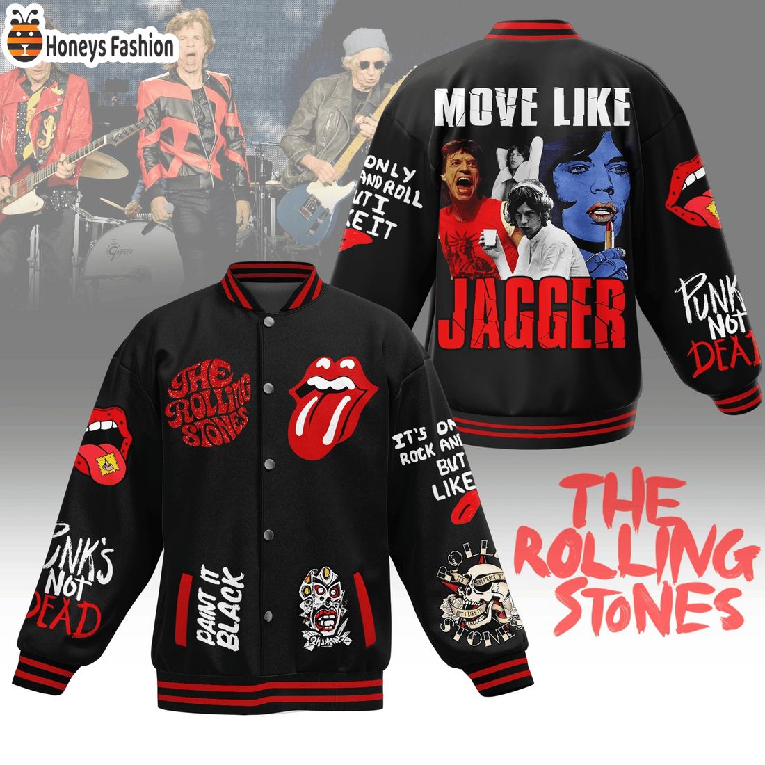 The Rolling Stones paint it black baseball jacket
