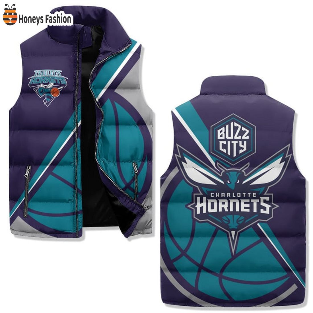 TRENDING Charlotte Hornets Buzz City Puffer Sleeveless Jacket