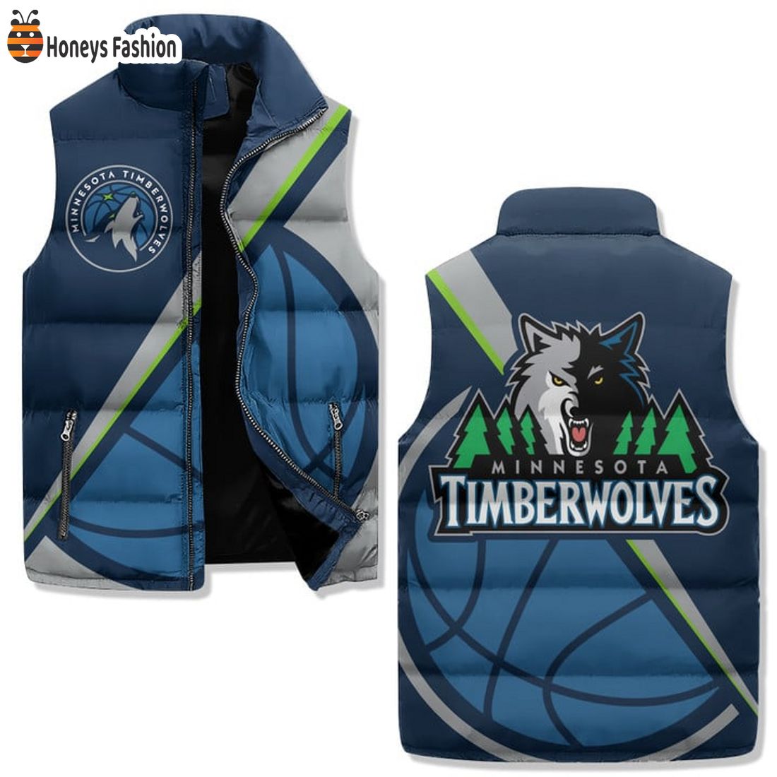 TRENDING Minnesota Timberwolves Basketball Logo Puffer Sleeveless Jacket