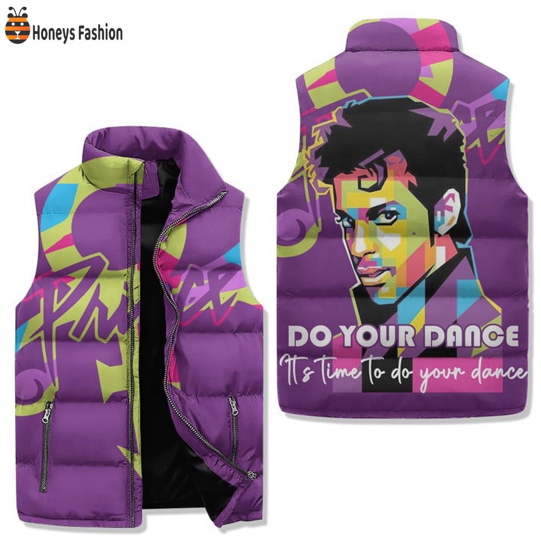 TRENDING Prince Do Your Dance Purple Puffer Sleeveless Jacket
