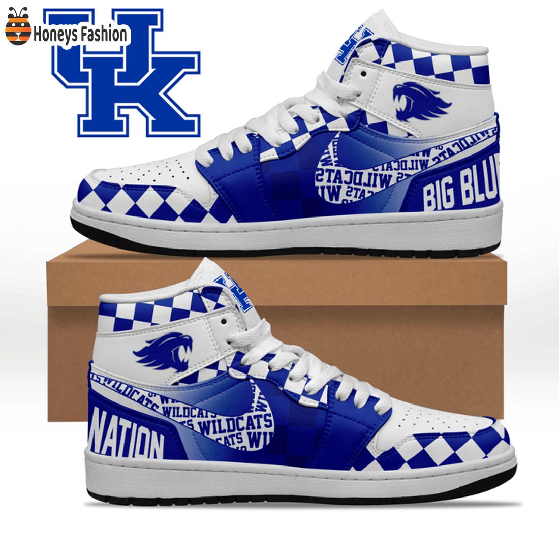 BEST UK Kentucky Wildcats Go Big Blue Nike Air Jordan 1 High Sneaker