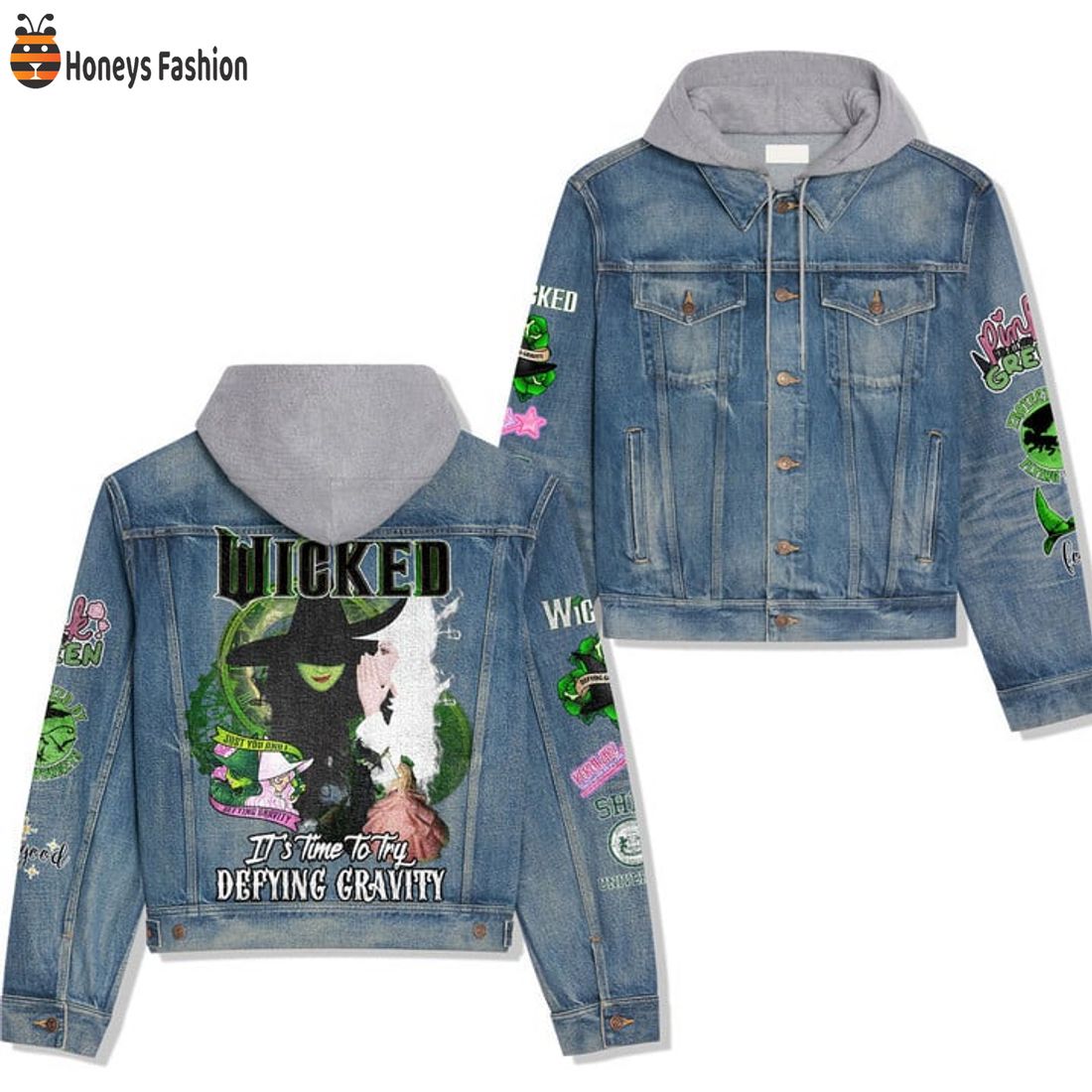 HOT Wicked Broadway Part Two Hooded Denim Jacket