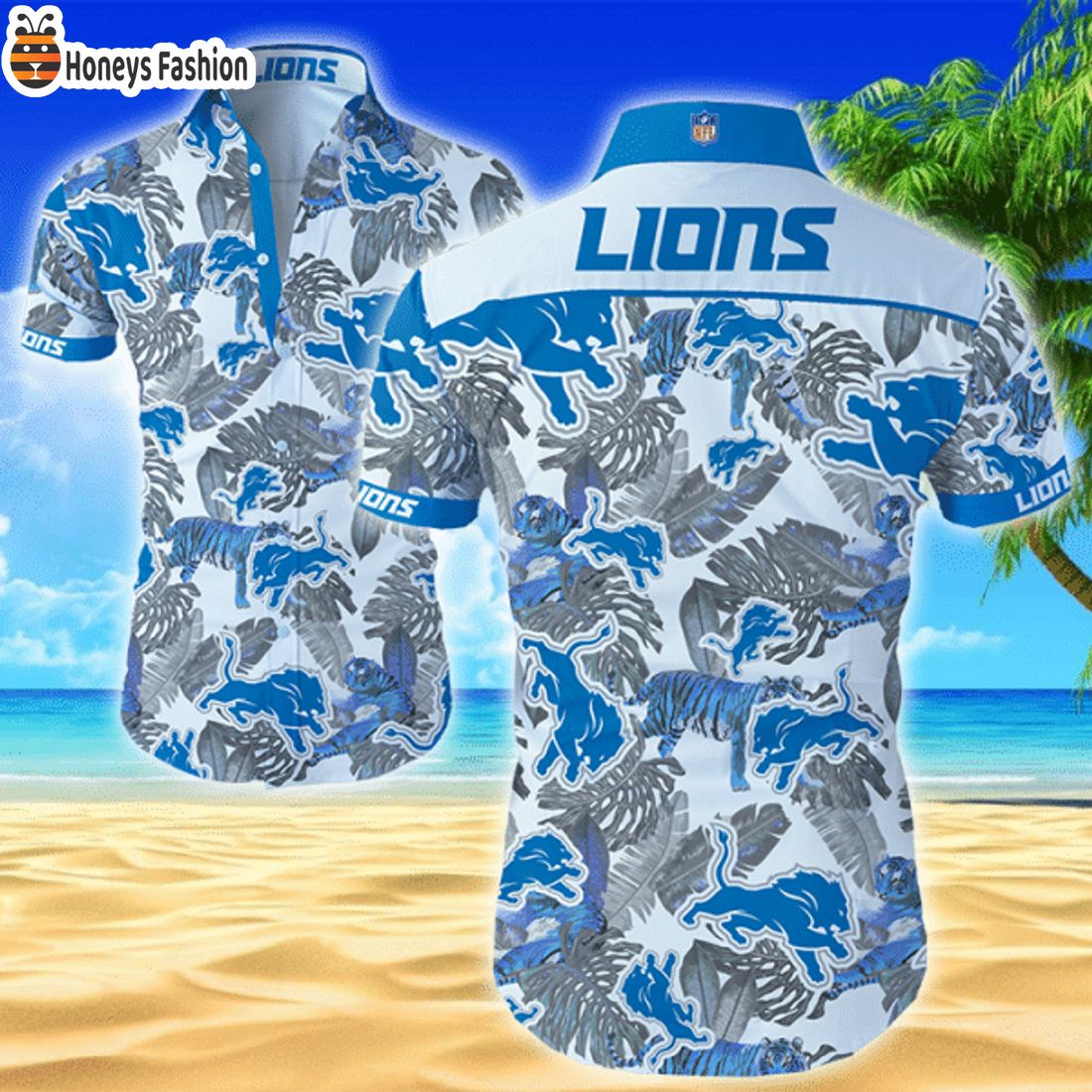 SELLER NFL Detroit Lions Fan Aloha Beach Gift Hawaiian Shirt