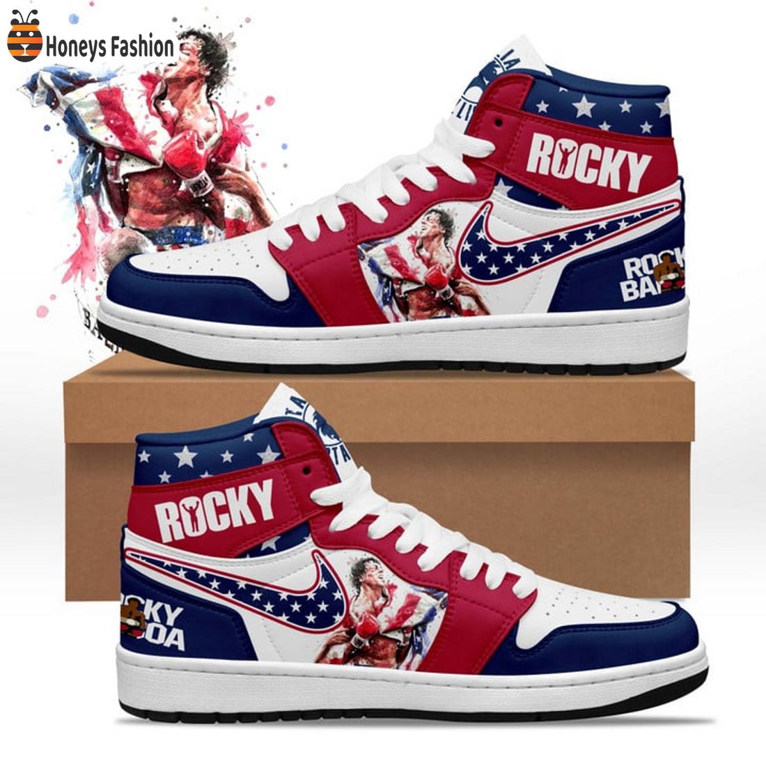 TRENDING Rocky Balboa Ameircan Flag Nike Air Jordan 1 High Sneakers