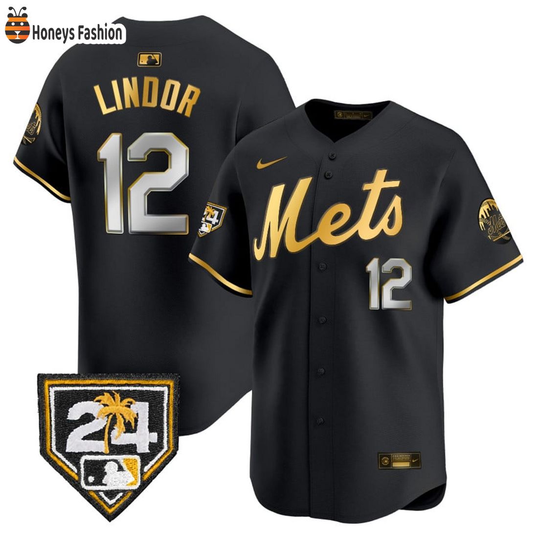 AMAZING Francisco Lindor New York Mets 2024 Spring Training Vapor Black Gold Jersey