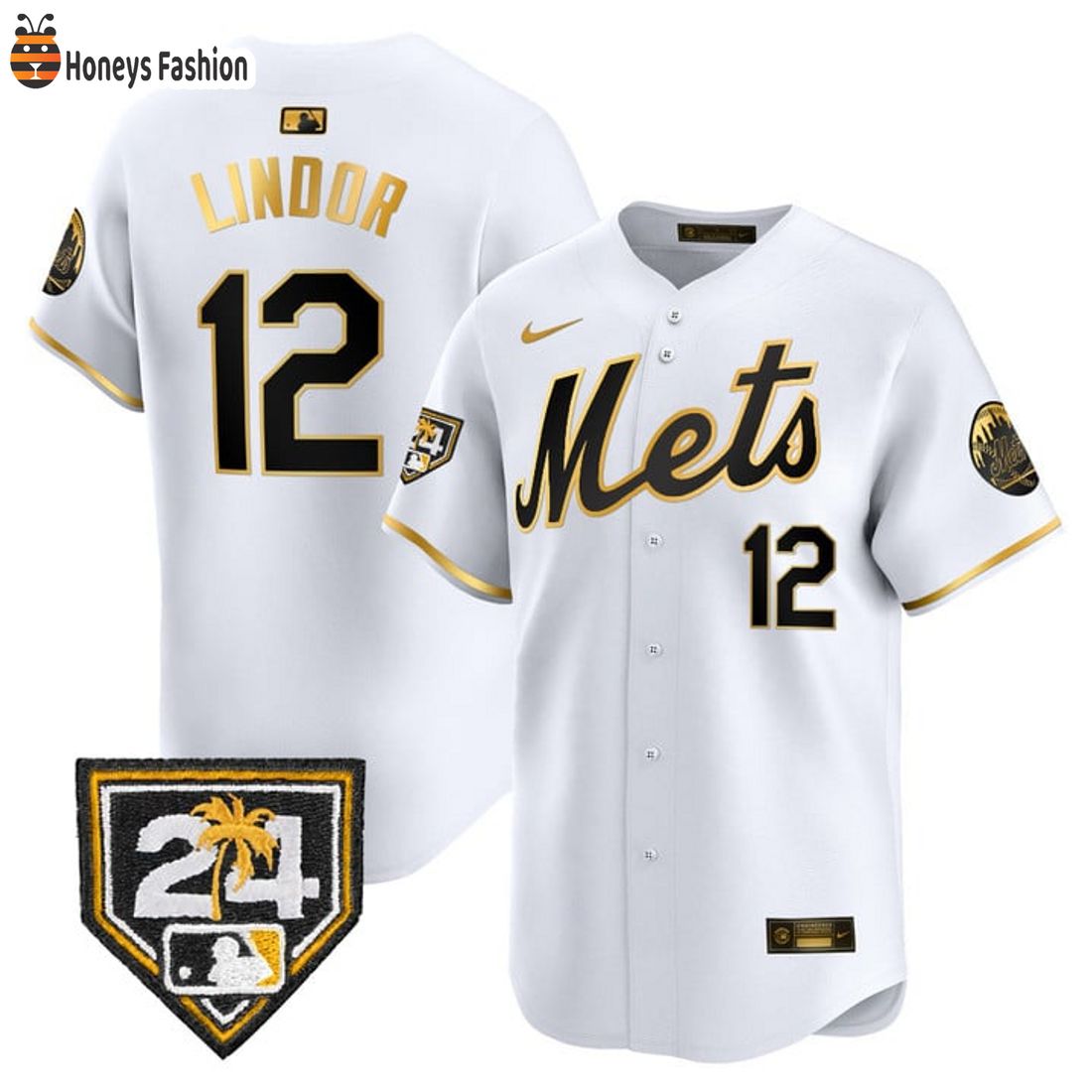 AMAZING Francisco Lindor New York Mets 2024 Spring Training Vapor White Gold Jersey