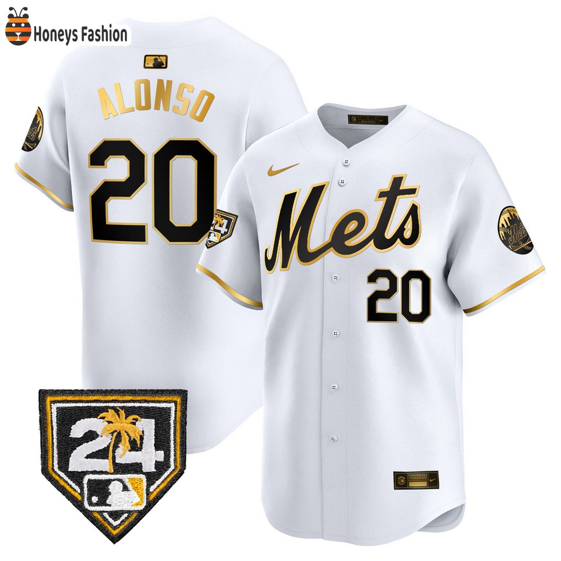 AMAZING Pete Alonso New York Mets 2024 Spring Training Vapor White Gold Jersey