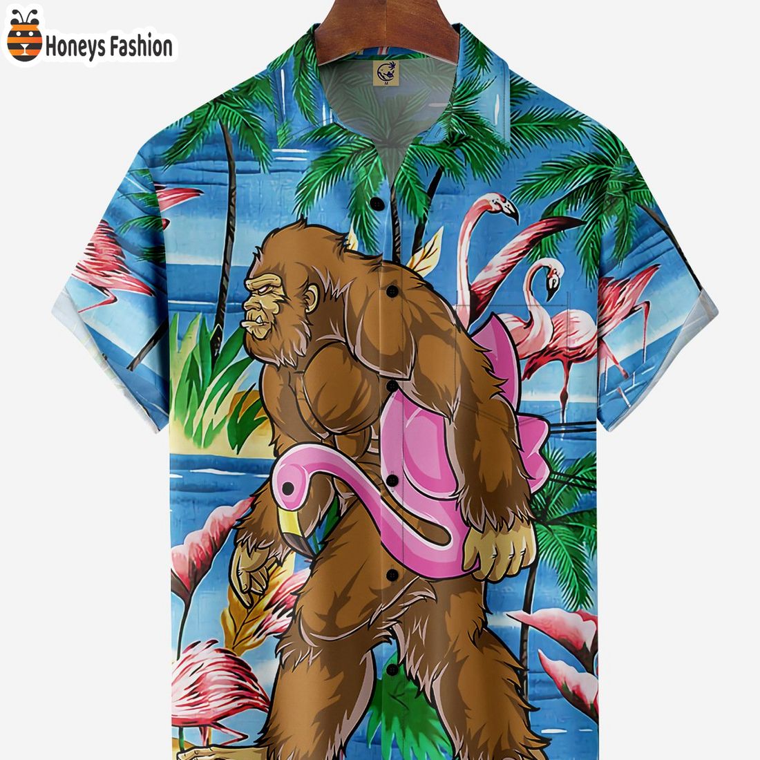 BEST Bigfoot Flamingo Hawaiian Shirt