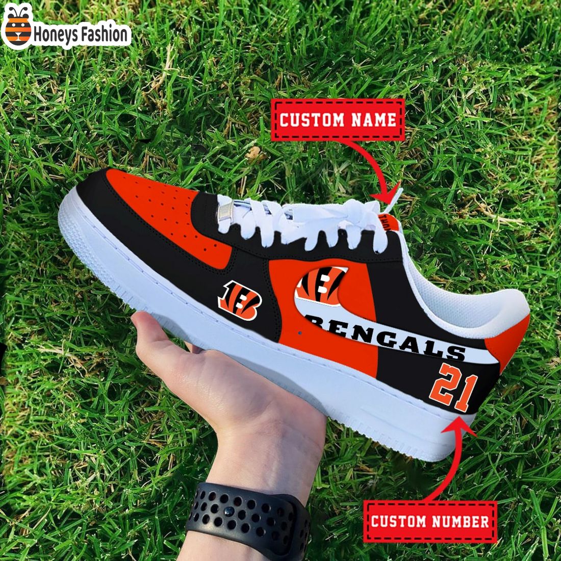 BEST Cincinnati Bengals Personalize Name Number Orange Nike Air Force 1 Sneakers