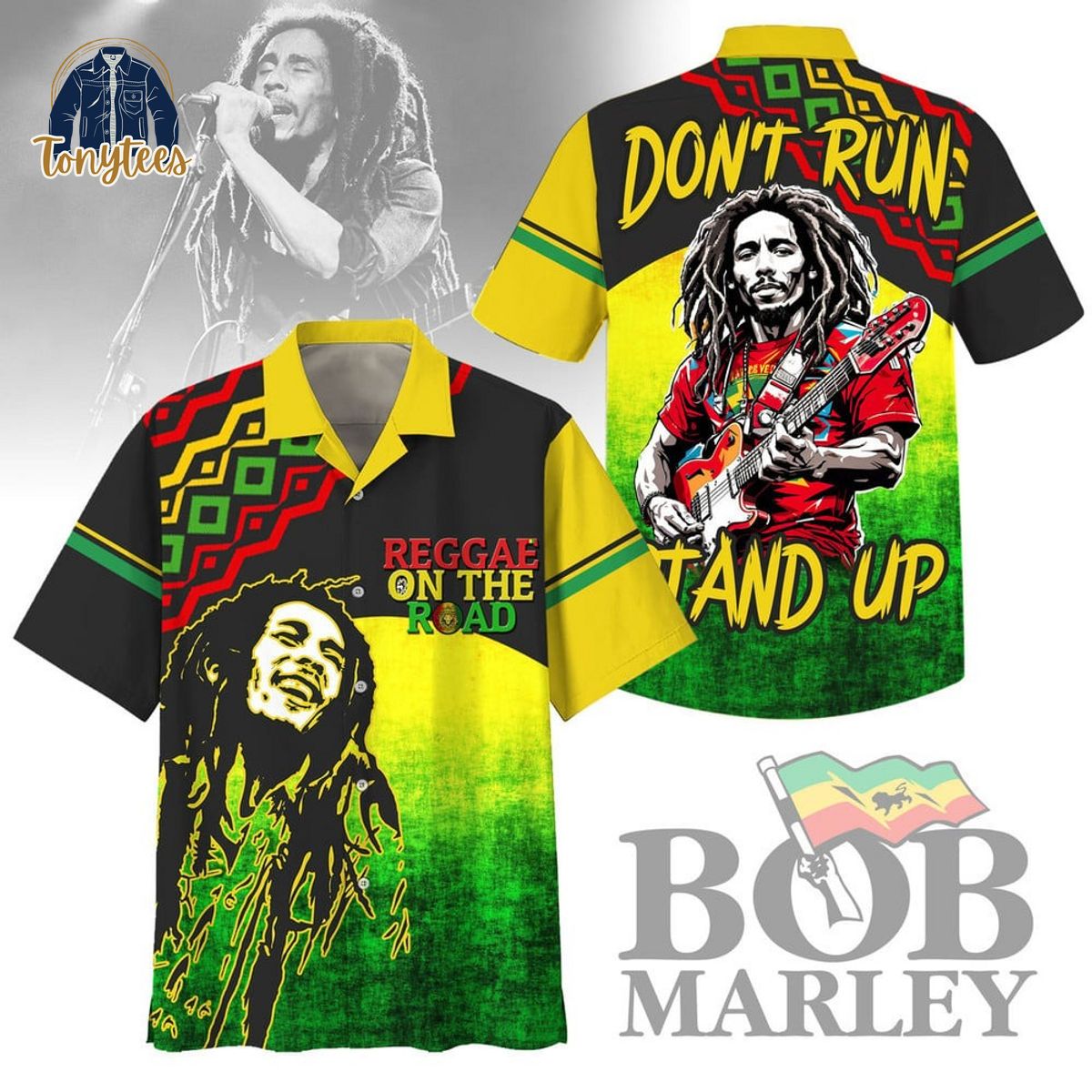 Bob Marley don’t run stand up reggae on the road hawaiian shirt