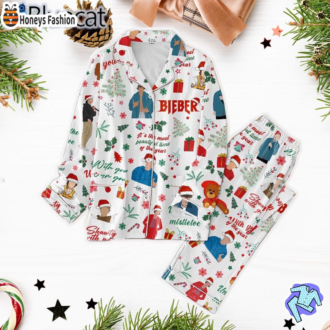 HOT Justin Bieber Pajamas Mistletoe It’s The Most Beautiful Time Of The Year Pajamas Set