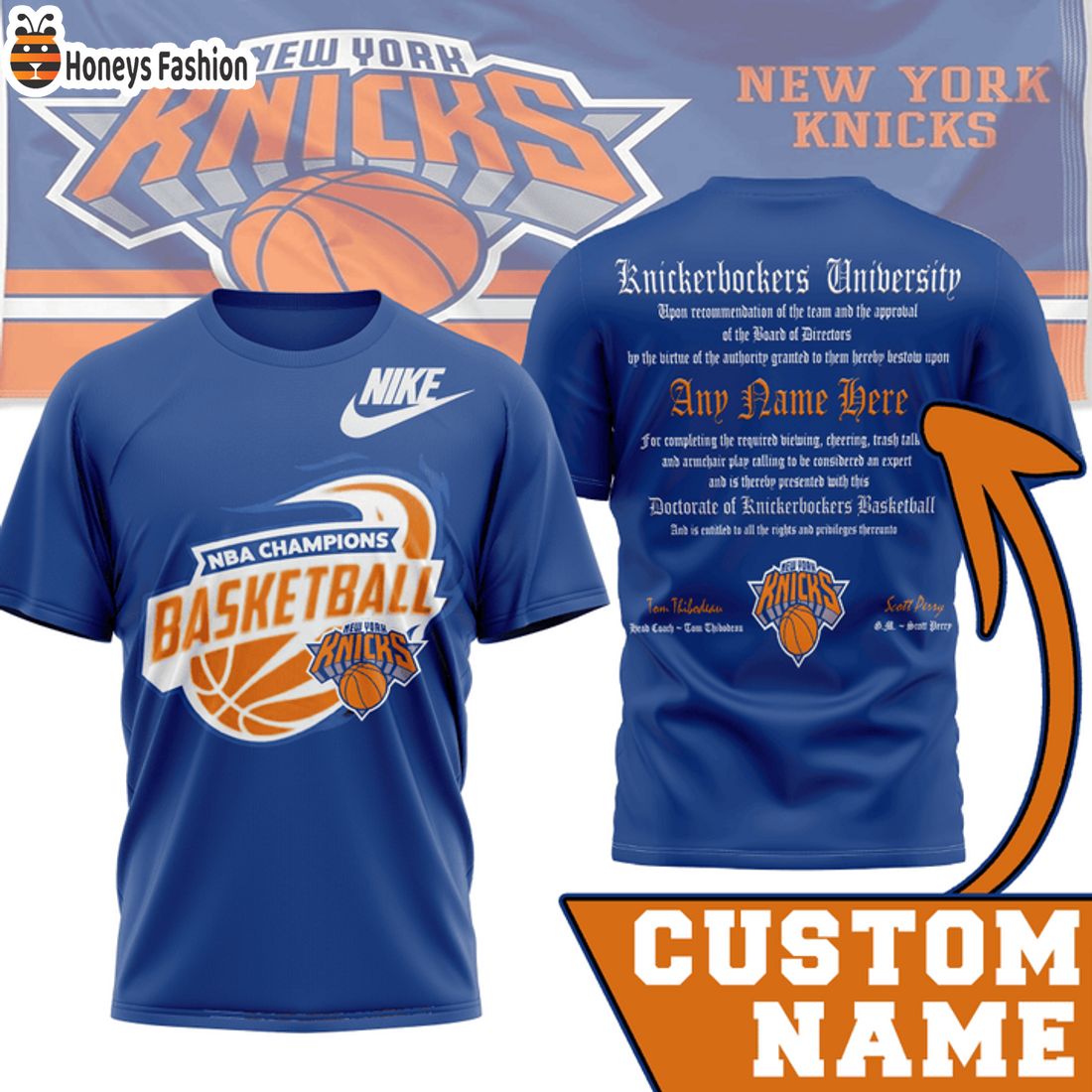 HOT New York Knicks NBA Champions Nike Custom Name Tshirt