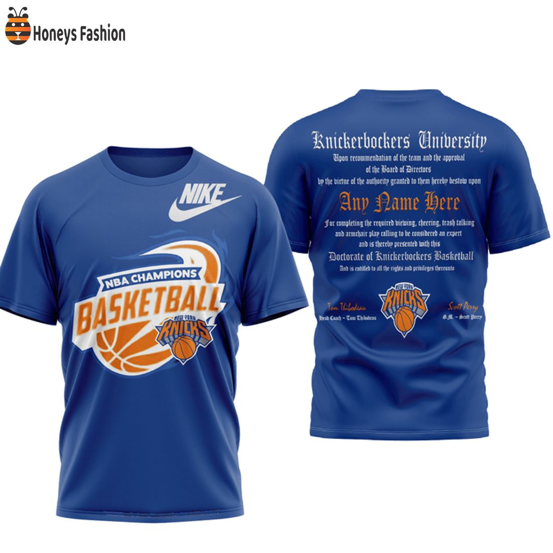 HOT New York Knicks NBA Champions Nike Custom Name Tshirt