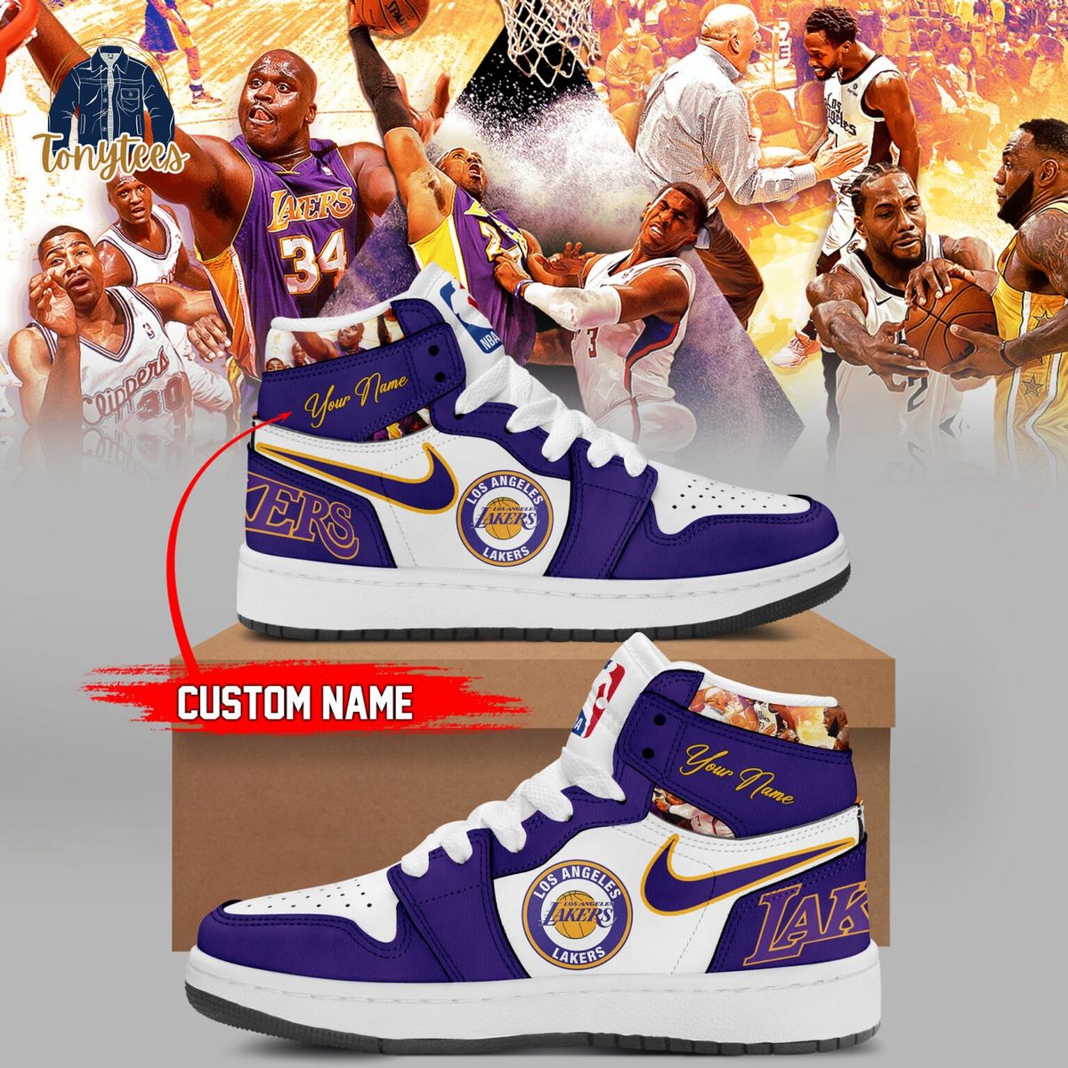 Los Angeles Lakers Custom Name Air Jordan 1 High Sneaker