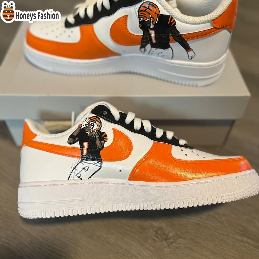 NEW Cincinnati Bengals Ja’Marr Chase 1 Nike Air Force 1 Sneakers