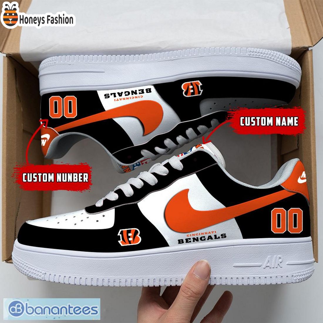 NEW Cincinnati Bengals NFL Personalize Name Number Nike Air Force 1 Sneakers