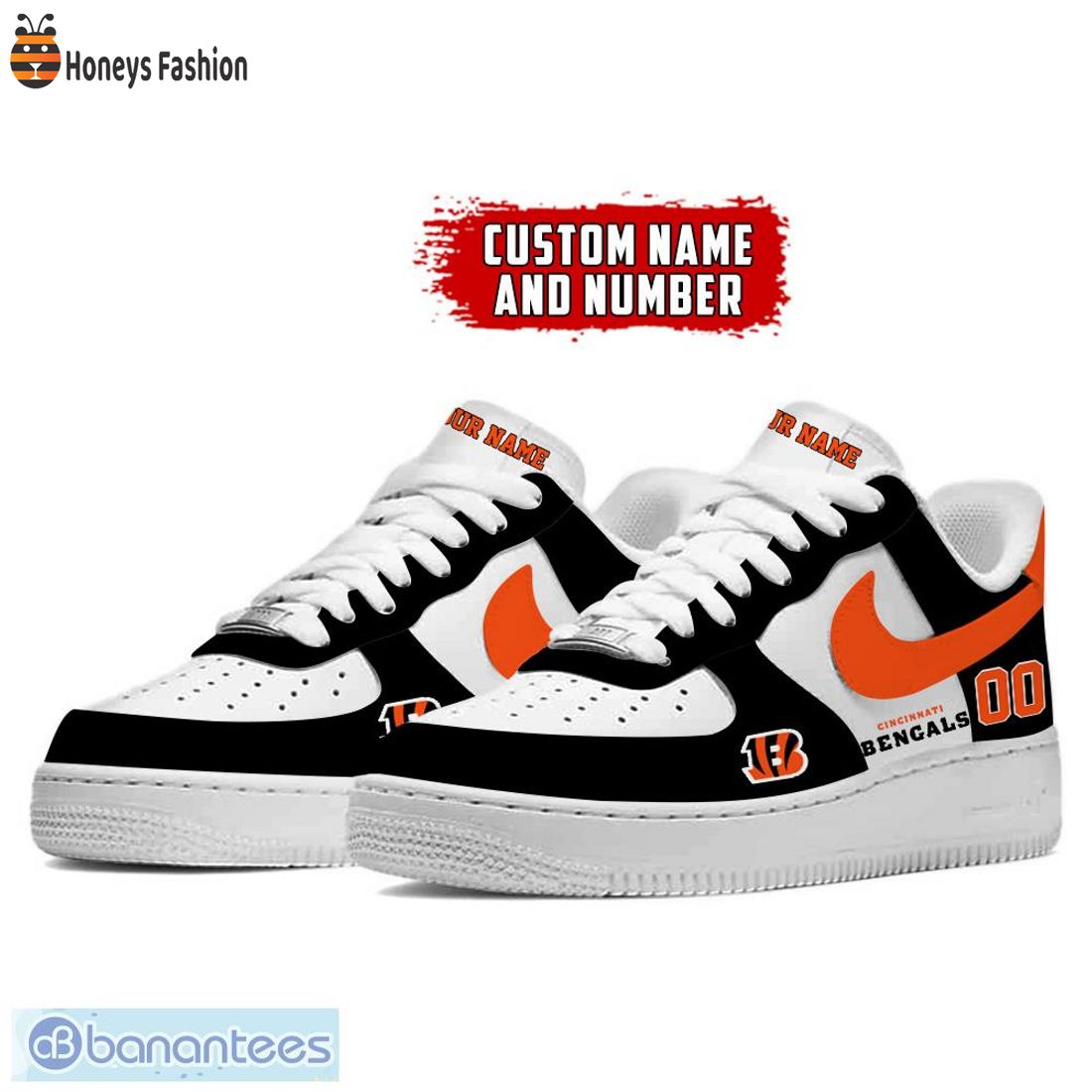 NEW Cincinnati Bengals NFL Personalize Name Number Nike Air Force 1 Sneakers