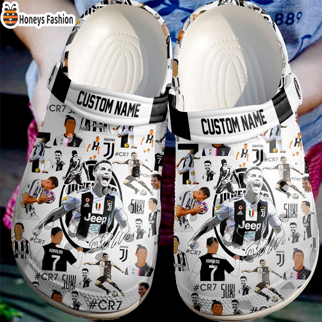 NEW Cristiano Ronaldo Crocs Juventus Custom Name Crocband Shoes