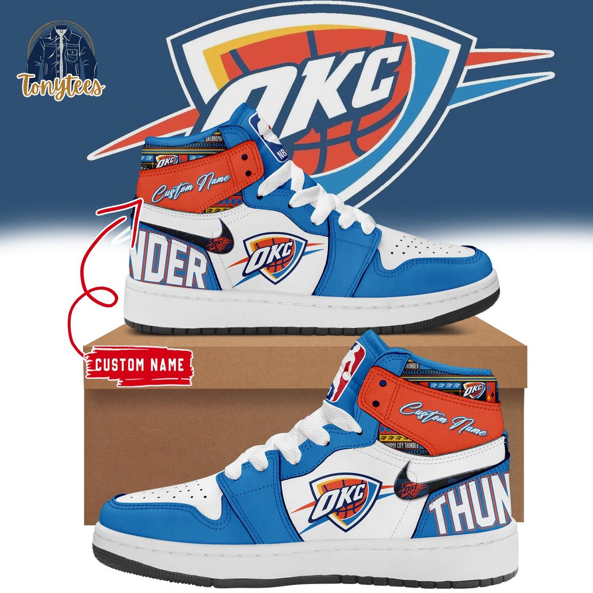 Oklahoma City Thunder Custom Name Air Jordan 1 High Sneaker