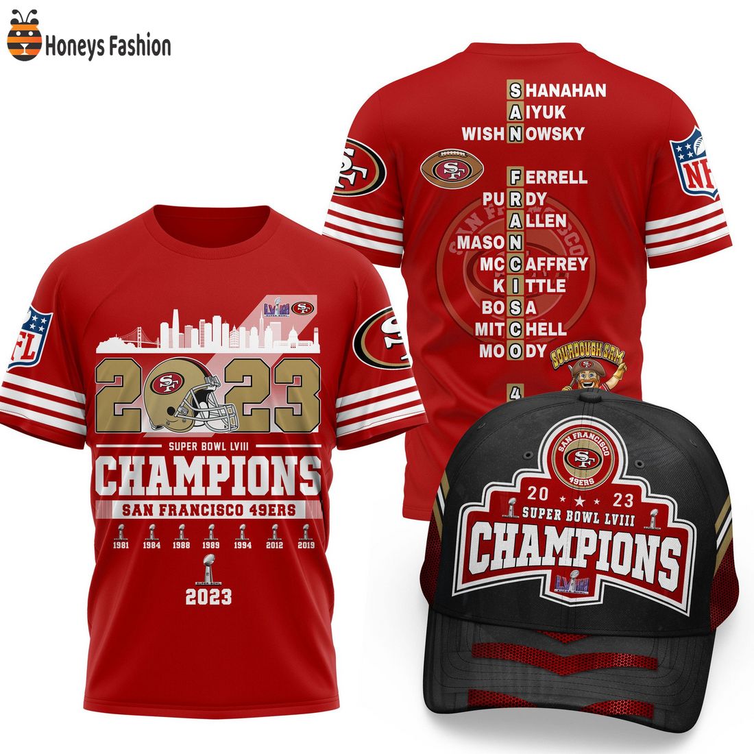 TOP San Francisco 49ers Super Bowl LVIII Champions Combo Shirt And Cap