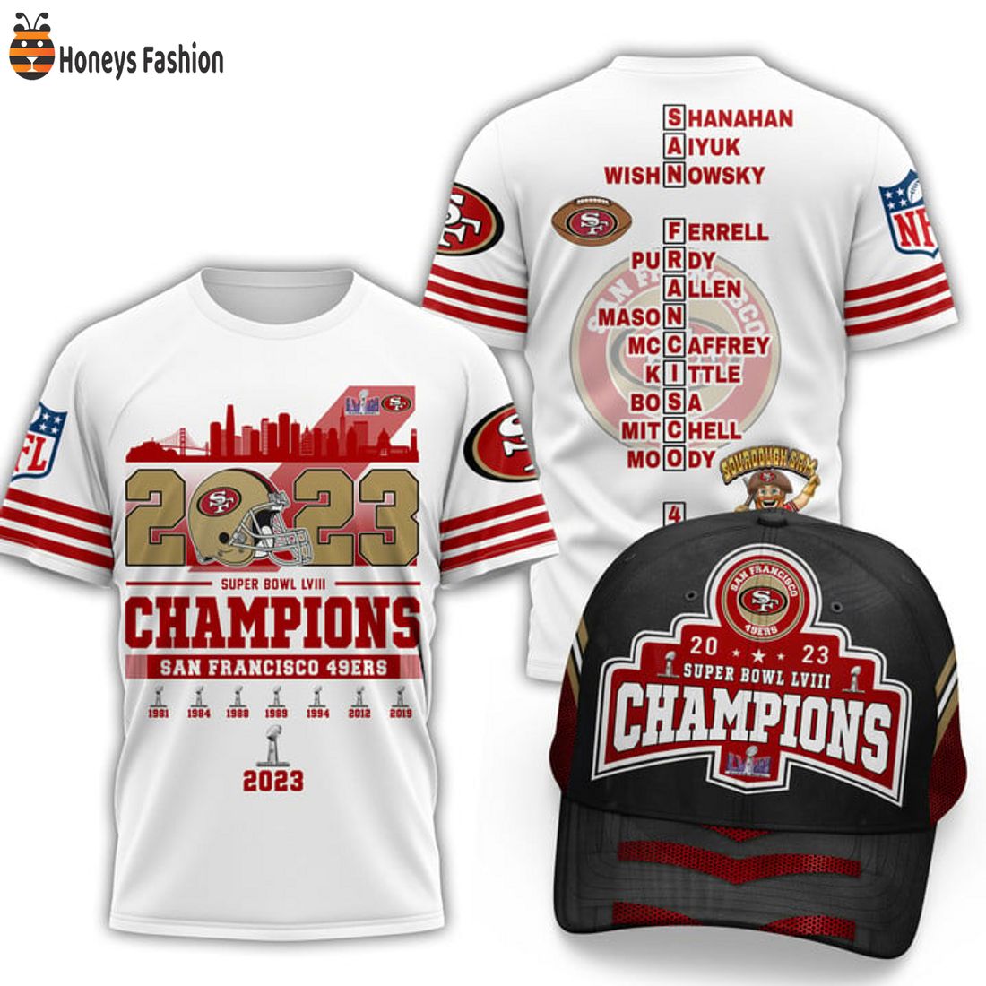 TOP San Francisco 49ers Super Bowl LVIII Champions Combo Shirt And Cap