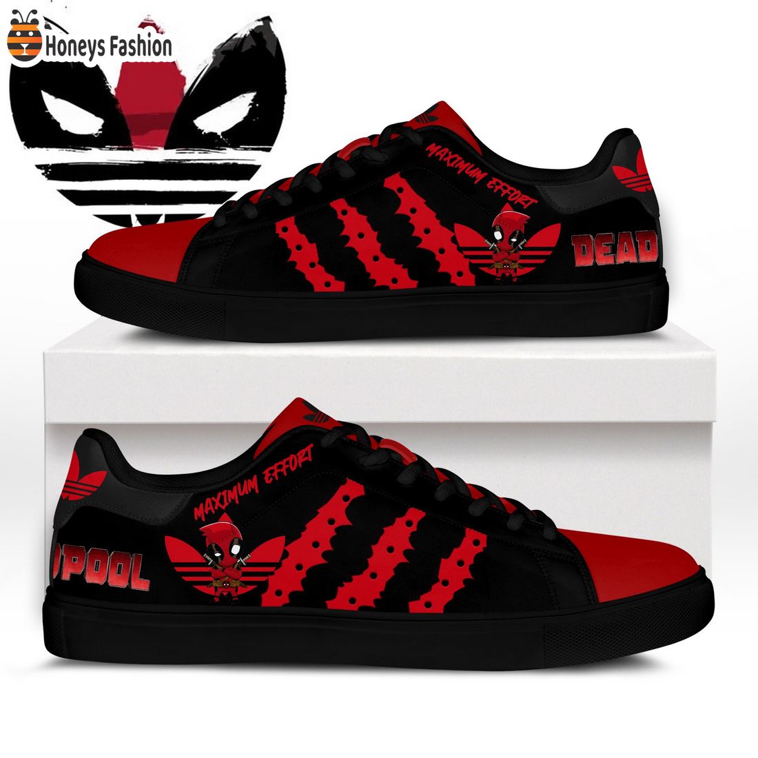 TRENDING Deadpool Maximum Effort Adidas Stan Smith Shoes