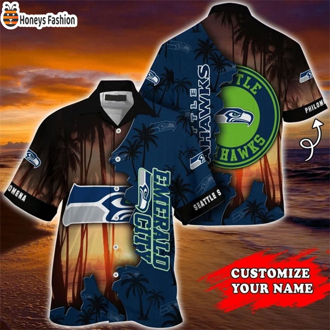 BEST Seattle Seahawks Tropical Island Custom Name Hawaiian Shirts