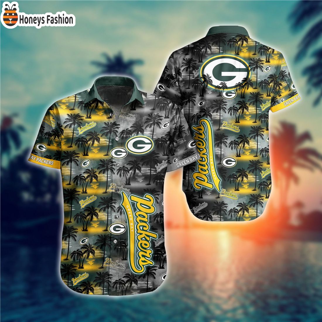 BEST SELLER Green Bay Packers Coconut Palm Tree Hawaiian Shirt