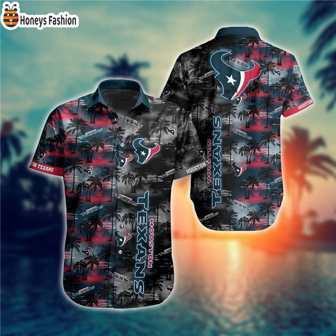 BEST SELLER Houston Texans Coconut Palm Tree Hawaiian Shirt