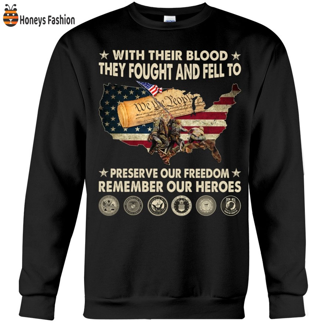 BEST SELLER With Their Blood They Fought And Fell Preserve Our Freedom 2D Hoodie Tshirt