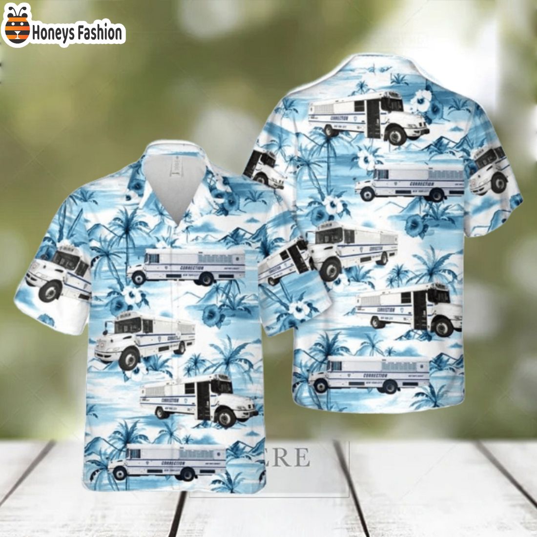 SELLER New York City Department Of Correction Bus Tropical Hawaiian Shirt